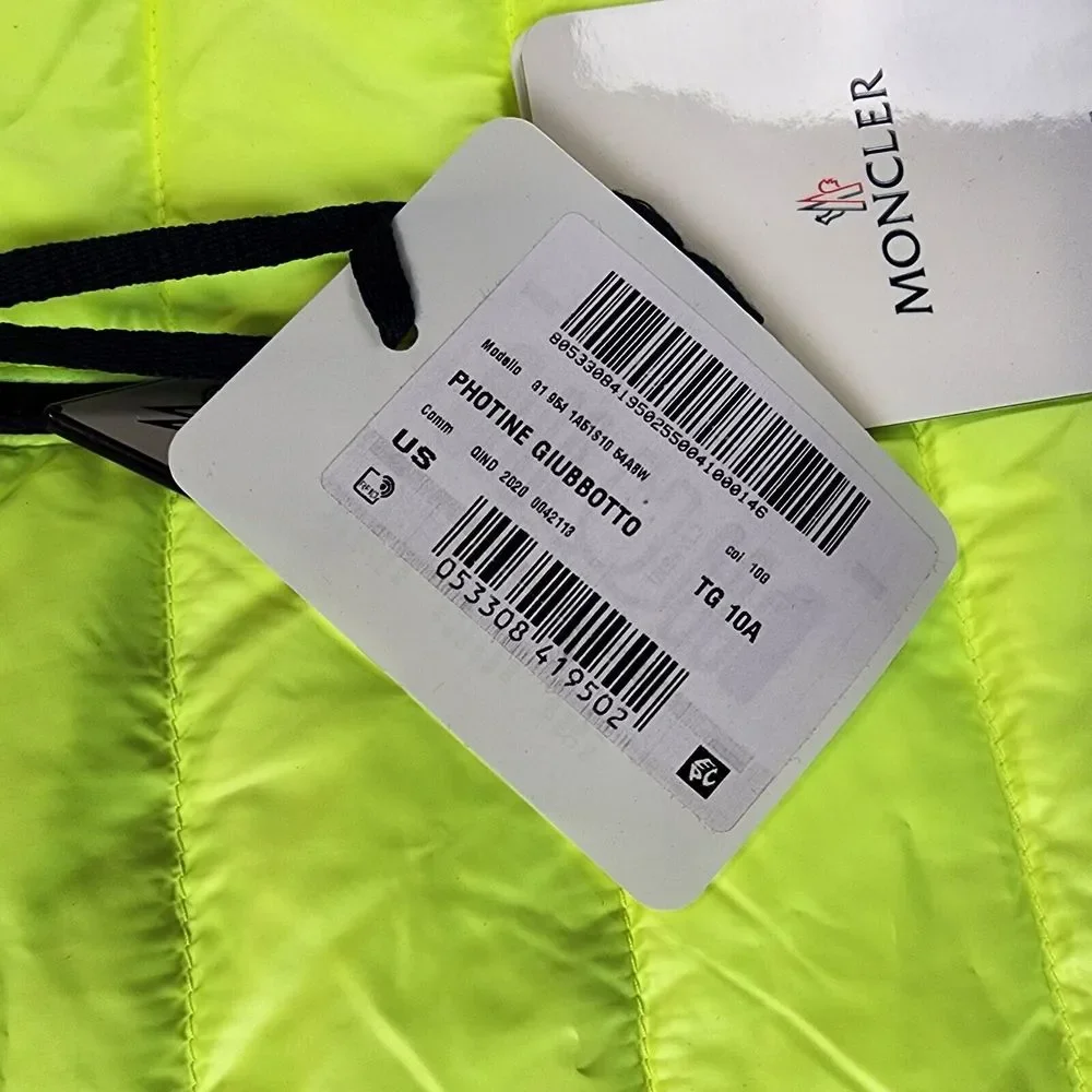 Moncler Photine Down Puffer Jacket Girls 10A Lime Stand Collar Full Zip L/S~ - Picture 7 of 15
